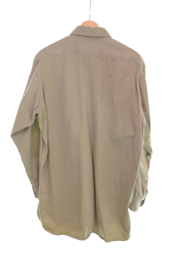 ダブルアールエル RRL ラルフローレン 90s 90年代 三ツ星タグ ワークシャツ 茶 長袖シャツ ブラウン 103MT-2390
