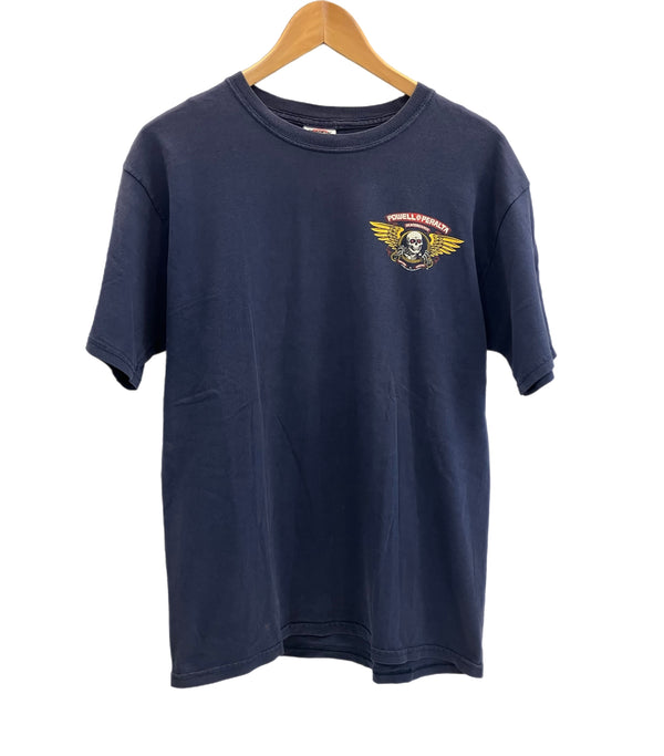 パウエル ペラルタ POWELL PERALTA 00's SKATEBRADS ロゴ 両面 プリント Tシャツ ネイビー Mサイズ 101MT-4240
