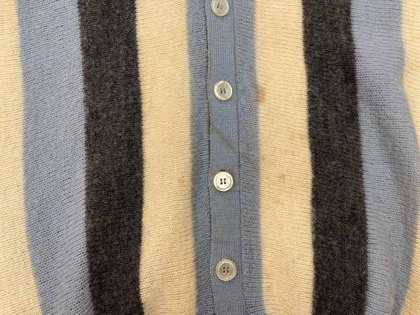 ヴィンテージ vintage ボールドストライプ ワイドストライプ グランジ ニット セーター 水色 灰色 生成り カーディガン ストライプ マルチカラー 104MT-1902
