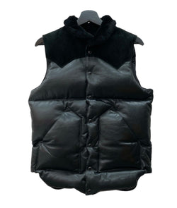 ロッキーマウンテンフェザーベッド Rocky Mountain Featherbed Leather Down Vest フルレザー ダウンベスト スウェード切替 黒 450-442-04 ベスト 無地 ブラック 104MT-2234