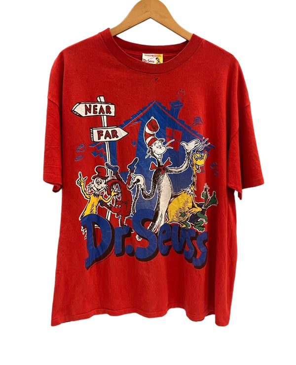 ヴィンテージ vintage 90s 90's Dr.Seuss Cat In The Hat ©1997ドクタースース シングルステッチ - Tシャツ レッド フリーサイズ 101MT-3538