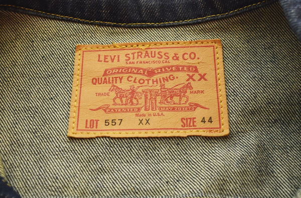 リーバイス Levi's 90s 90's 557XX 1962年 3rd モデル 復刻 LVC トラッカージャケット ビッグサイズ 米国製 濃紺 70557 0006 44 ジャケット ブルー 103MT-2111