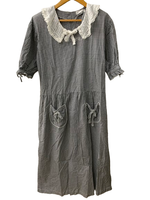 ピンクハウス PINK HOUSE ギンガムチェック柄 リボン レース 襟付き 半袖ワンピース ワンピース ブラック 201LT-430