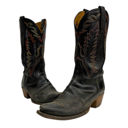 【曜日割引対象外】 ルケーシ・ブーツ LUCCHSE BOOTS RAINBOW STITCH USA製 L1567 メンズ靴 ブーツ ウエスタン ブラック 26cmサイズ 201-shoes1454 VB