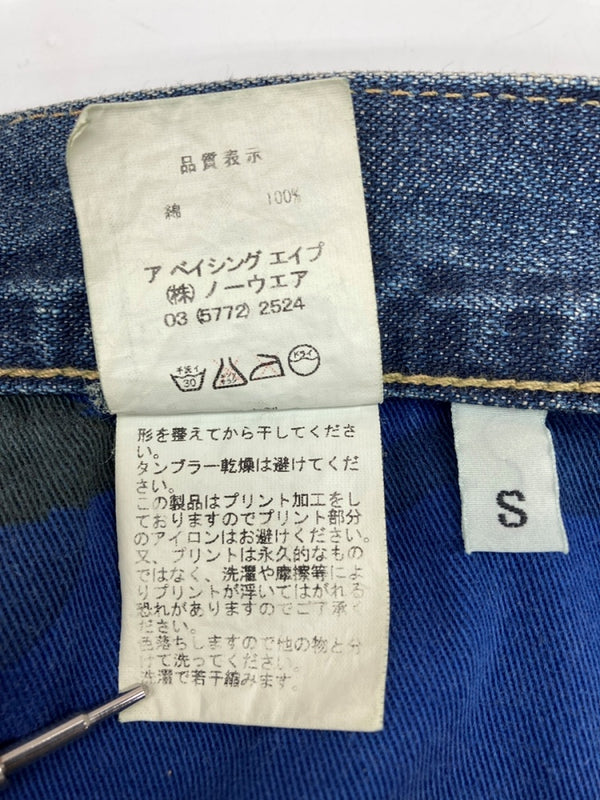アベイシングエイプ A BATHING APE Milo Face Denim Pants マイロ フェイス デニム パンツ ジーンズ 紺 プリント デニム ネイビー Sサイズ 104MB-370