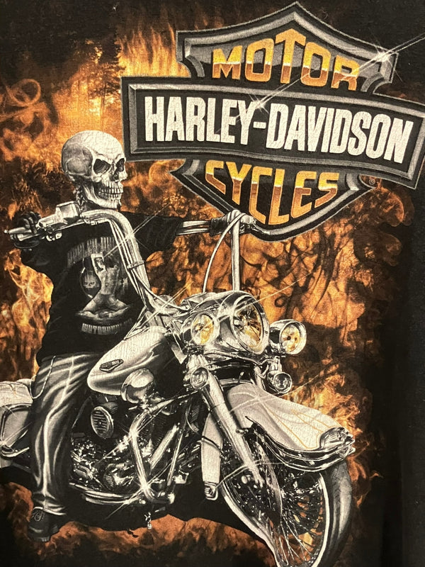 ハーレーダビットソン Harley Davidson 90s 90's THUNDER IN THE VALLEY ©1999 Tシャツ プリント ブラック Lサイズ 101MT-2629