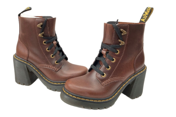 ドクターマーチン Dr.Martens JESY ジェシー 6 タイ ブーツ 厚底 ヒール レザー レースアップ Classic Pull Up DARK BROWN 茶色 31758201 レディース靴 ブーツ その他 ブラウン EU37 104S-722