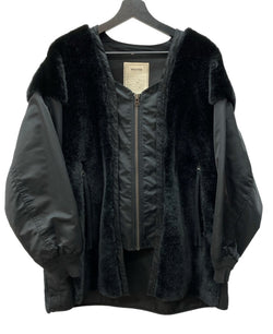 チャオパニック Ciaopanic エシンタ etsinta ファー 切替 ジャケット ジップアップ フルジップ ブルゾン ファージャケット BLACK 黒 TYZ1012207A0004 コート 無地 ブラック ONE 104LT-258