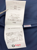 アベイシングエイプ A BATHING APE MOONFACE HOODED FLUFFY VARSITY JACKET ムーンフェイス フーディ バーシティジャケット 青 ジャケット ロゴ ブルー Lサイズ 104MT-2082