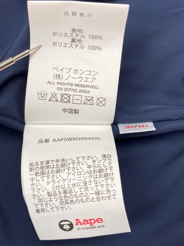 アベイシングエイプ A BATHING APE MOONFACE HOODED FLUFFY VARSITY JACKET ムーンフェイス フーディ バーシティジャケット 青 ジャケット ロゴ ブルー Lサイズ 104MT-2082