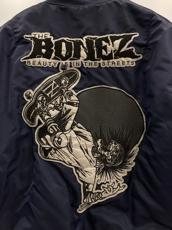 ザ ボーンズ The BONEZ 10周年記念 MA-1 3rd edition ミリタリージャケット バンド  ジャケット ネイビー 101MT-3662