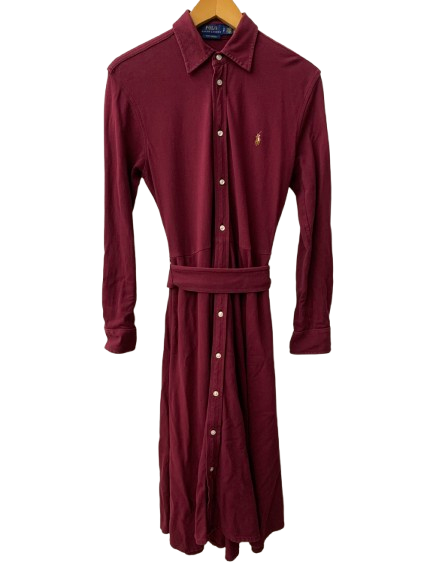 ラルフローレン POLO RALPH LAUREN バーガンディ シャツワンピース ワンピース レッド 201LT-419