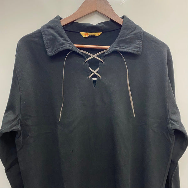 【曜日割引対象外】 グルービンハイ GROOVIN' HIGH The GROOVIN HIGH 1950s Lace-up Pullover Shirt 長袖シャツ ブラック XLサイズ 201MT-4214 VB