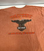 ハーレーダビッドソン Harley-Davidson 00's MORTERCYCLE イーグル モーターサイクル バイク バーアンドシールドロゴ 両面プリント  ポケット XL Tシャツ オレンジ LLサイズ 101MT-4536