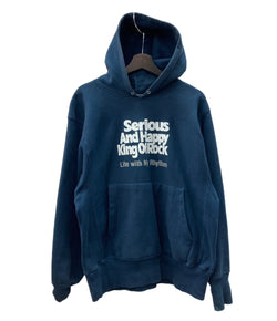 チャンピオン Champion 00s 00年代 真心ブラザーズ band バンT Serious And Happy King Of Rock REVERSE WEAVE リバースウィーブ  パーカ プリント ネイビー Mサイズ 104MT-1770