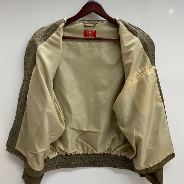 【曜日割引対象外】 クリームソーダ CREAM SODA 80's 90's 金タグ ジップアップ ブルゾン レーヨン かすり ジャケット ベージュ 201MT-4784 VB