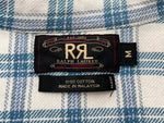 ダブルアールエル RRL 90s 90年代 三ツ星タグ ヘビーネル ネルシャツ ウエスタンシャツ 白 青 長袖シャツ チェック ホワイト Mサイズ 104MT-2015