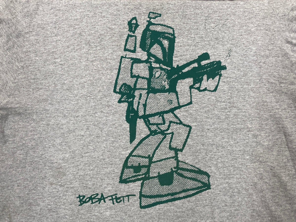 US古着 US 00s 00年代 STAR WARS  Boba Fett ボバ・フェット USA製 ロンT ロングスリーブ 長袖 灰色 ロンT キャラクター グレー Lサイズ 104MT-1614