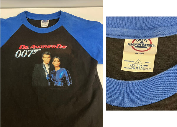 US US古着 00's DELTA 007 DIE ANOTHER DAY 映画 ムービーT プロモーション ラグラン VINTAGE ヴィンテージ ロンT ブラック Lサイズ 101MT-4646