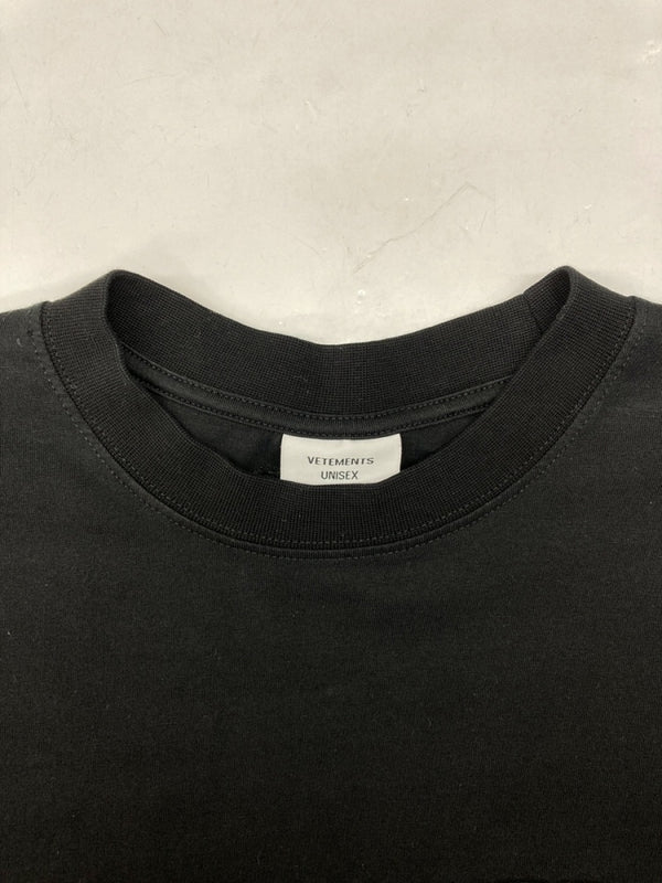 ヴェトモン VETEMENTS 21SS 刺繡 ロゴ 半袖 Tシャツ クルーネック カットソー 黒 XS Tシャツ 無地 ブラック 104MT-206