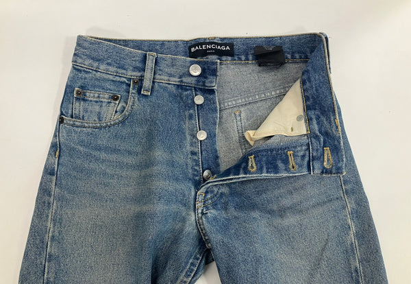 バレンシアガ BALENCIAGA ストレートレッグ ダメージジーンズ 486225 TSB06 デニム ブルー 28 101MB-735