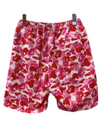 アベイシングエイプ A BATHING APE ABC CAMO BEACH SHORTS カモ ビーチ ショーツ サルカモ ハーフ スイム 短パン 白 赤 ピンク ロゴ ハーフパンツ マルチカラー Mサイズ 104MB-408