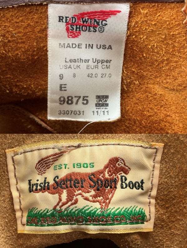 レッドウィング RED WING 6-inch CLASSIC MOC TOE インチ クラシック モック トゥ IRISH SETTER アイリッシュ セッター 犬タグ 革靴 レースアップ 9E 茶 9875 メンズ靴 ブーツ ワーク ブラウン 27cm 104S-768