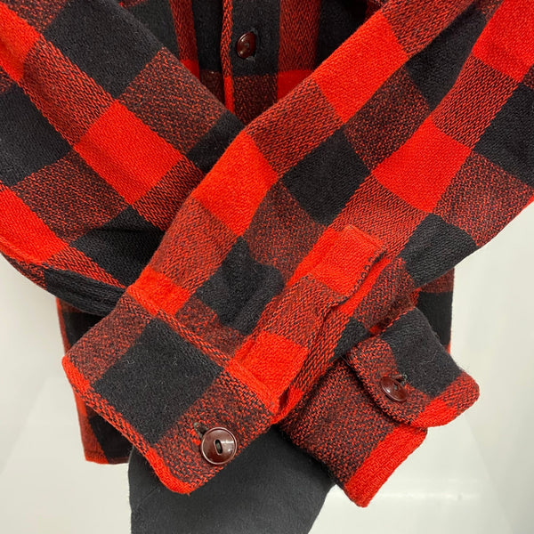 【曜日割引対象外】 エルエルビーン L.L.Bean 50's 筆記体黒タグ チェック柄 ウールジャケット 長袖シャツ レッド 201MT-4232 VB