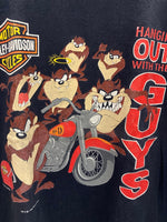 ハーレーダビッドソン Harley-Davidson 90s ©1993 Vintage ヴィンテージ タスマニアデビル ワーナー US古着 半袖 キャラT 黒 Tシャツ ブラック Lサイズ 101MT-2990