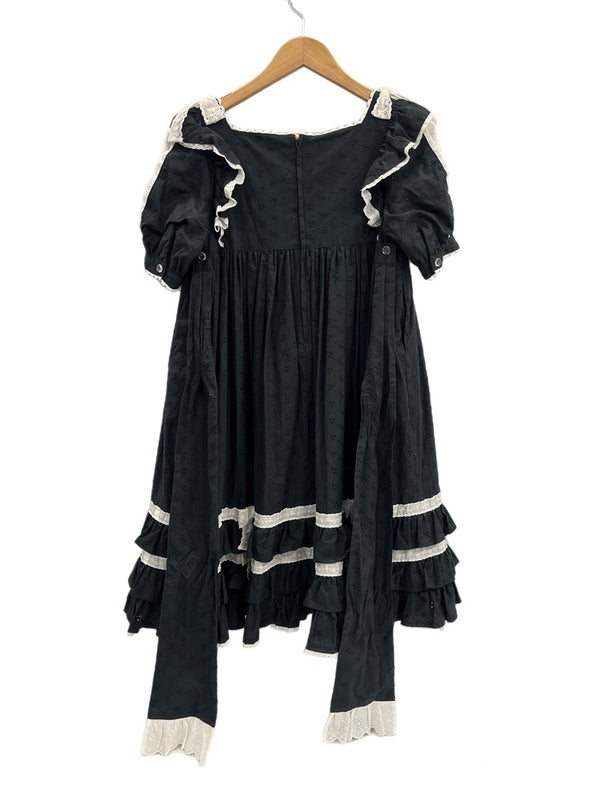アンジェリックプリティ Angelic Pretty ロリイタ 黒 白 アイレットレース スカラップレース フリル リボン 0-030142-008 ワンピース ブラック 101LT-143