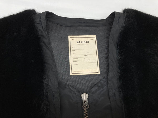 チャオパニック Ciaopanic エシンタ etsinta ファー 切替 ジャケット ジップアップ フルジップ ブルゾン ファージャケット BLACK 黒 TYZ1012207A0004 コート 無地 ブラック ONE 104LT-258