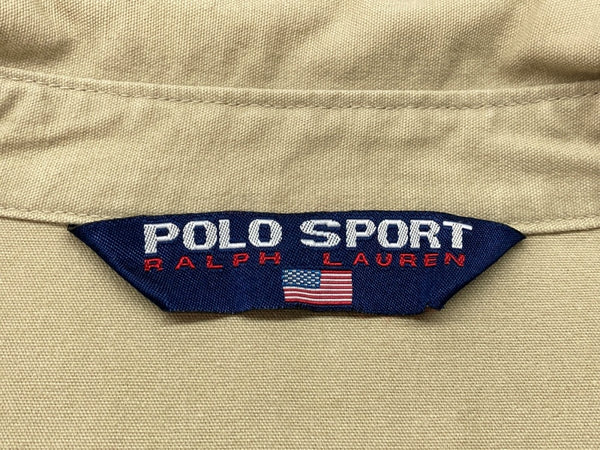 ラルフローレン RalphLauren Polo Sport ポロ スポーツ  90's SWING TOP スウィングトップ U.S.-67 バックプリント 茶 ジャケット ロゴ ベージュ 104MT-2299