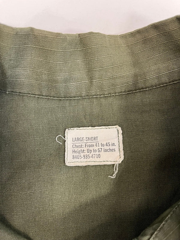 ミリタリー Military 60s 60's U.S.ARMY JUNGLE FATIGUE COAT ジャングル ファティーグ ジャケット 4th リップストップ DSA 101-69-C-1127 ジャケット カーキ Lサイズ 101MT-4438