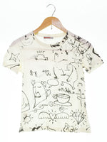 プラダ PRADA 2007ss Adam Neate アダムニートアーカイブ archive 総柄 プリント 半袖Tシャツ 白 Tシャツ ホワイト Lサイズ 103MT-2646