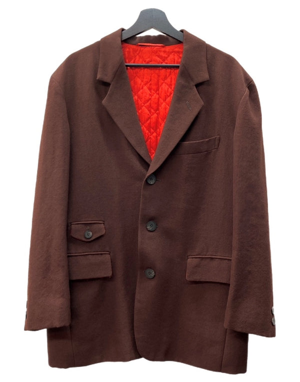 イッセイミヤケ ISSEY MIYAKE TAILORED JACKET テーラード ジャケット キルティング スーツ アウター 茶 ME43-FD024 ジャケット 無地 ブラウン Sサイズ 104MT-2094