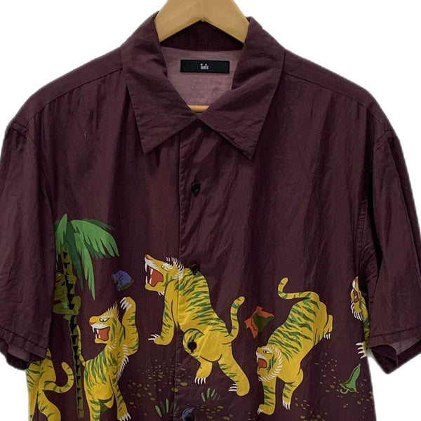 インク ink オープンカラーシャツ 半袖シャツ レッド Mサイズ 201MT-3765