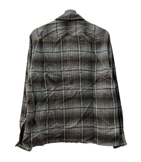 ヴィンテージ  vintage 50s～ 50年代 VAN HEUSEN ヴァン・ヒューゼン VHタグ  オープンカラー 開襟 ブラウン グレー 長袖シャツ チェック マルチカラー 104MT-1307