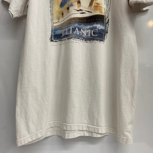 【曜日割引対象外】 ヴィンテージ vintage 90's タイタニック TITANIC MOVIE Tee 袖シングル Tシャツ ホワイト 201MT-3586 VB