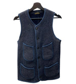 ブラウンズビーチ BROWN'S BEACH EARLY VEST ビーチクロス ゴマ塩 シンチバック 紺 サイズ38 ベスト ネイビー 104MT-518