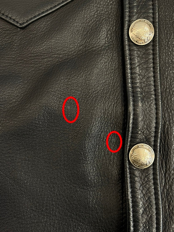 レッドムーン RED MOON ウエスタンシャツ レザーシャツ 鹿革 ディアスキン コンチョボタン 黒  表記サイズ38 ジャケット ブラック 101MT-4496