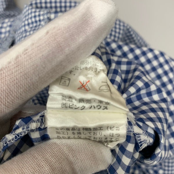 ピンクハウス PINK HOUSE セーラー襟 キューピーワッペン ギンガムチェック柄 ワンピース ブルー 201LT-426