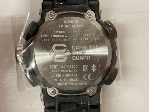 ジーショック G-SHOCK CASIO カシオ CARBON CORE GUARD 耐衝撃構造 20気圧防水 タフソーラー スチールバック Bluetooth 銀 黒 GST-B200 メンズ腕時計ブラック 104T-3