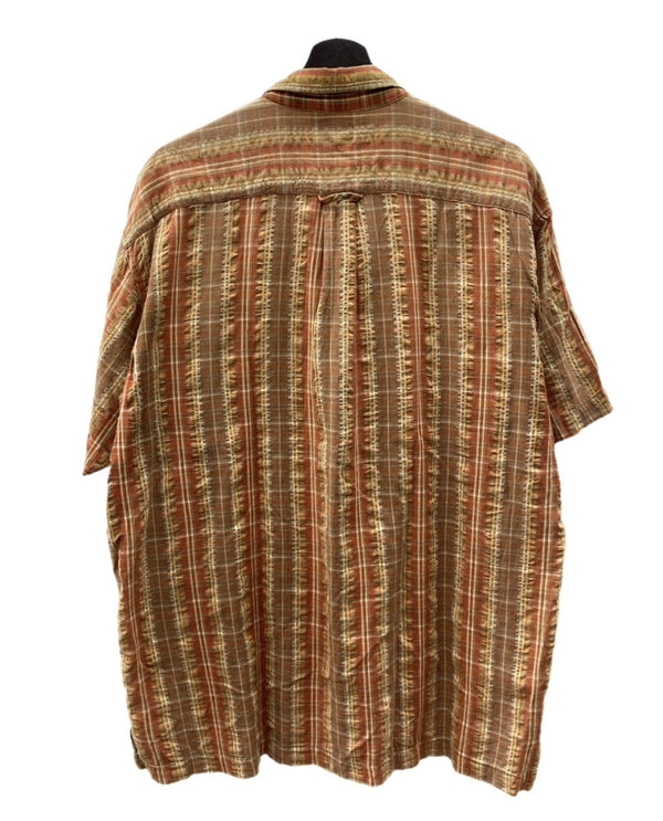 ステューシー STUSSY OLD 紺タグ Plaid shirt チェック シャツ 半袖 茶 半袖シャツ ロゴ ブラウン Mサイズ 104MT-1923