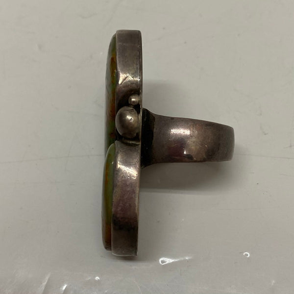 【中古】ナバホ NAVAJO D刻印 Sterling刻印 SILVER カラーストーン 17号 メンズジュエリー・アクセサリー インディアンジュエリー 指輪・リング シルバー 201goods-813