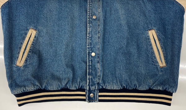 ヴィンテージ vintage Disney ディズニー STADIUM JACKET スタジアム ジャケット スタジャン イーヨー デニム ボタン アウター 刺繍 インディゴ 青 ジャケット キャラクター ブルー 2XLサイズ 104MT-1798
