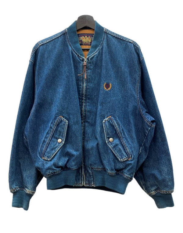 チャップス CHAPS 80s DENIM JACKET デニム ジャケット MA-1 ジップアップ 水兵 兵隊タグ アウター Ralph Lauren インディゴ 青 ジャケット ロゴ ブルー Mサイズ 104MT-2273