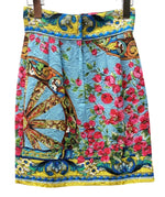 ドルチェ&ガッバーナ Dolce&Gabbana ミニスカート 風車 Aライン タイト 花柄 ふくれ織り ジャカード イタリア製 レーヨン コットン シルク混 SIZE36 F4T30T スカート 総柄 マルチカラー 104LB-33
