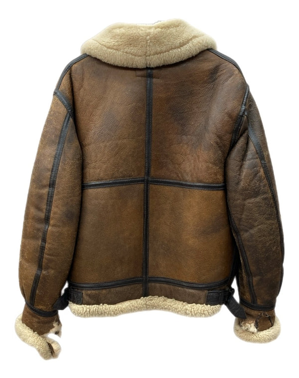 アビレックス AVIREX B-3 MOUTON FLIGHT JACKET ムートン フライト ジャケット ボア ジップアップ 軍物 アウター 茶 33H5595 サイズ 36 ジャケット 無地 ブラウン 104MT-1713