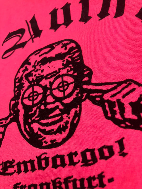 US US古着 90’s 90年代 ONEITA オールドイングリッシュ フロッキープリント MADE IN USA アメリカ製 VINTAGE ヴィンテージ シングルステッチ Tシャツ ピンク Lサイズ 101MT-4573