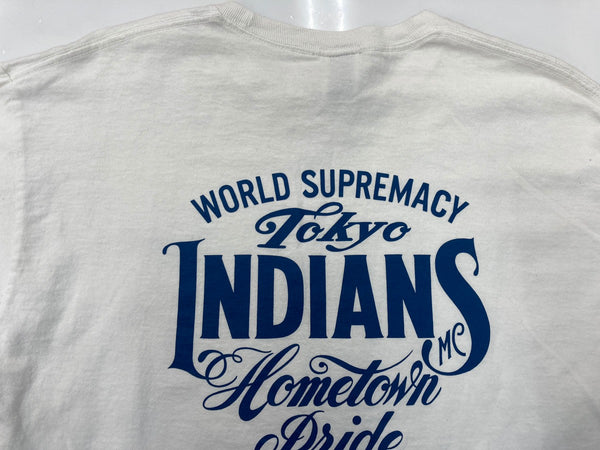 東京インディアンズ Tokyo Indians MC  ロンT ロングスリーブ モーターサイクル バイカー バイク 白 Tシャツ プリント ホワイト Lサイズ 104MT-1853